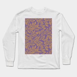 Minimalist Leaf Line Art Illustration as a Seamless Surface Pattern Design Long Sleeve T-Shirt